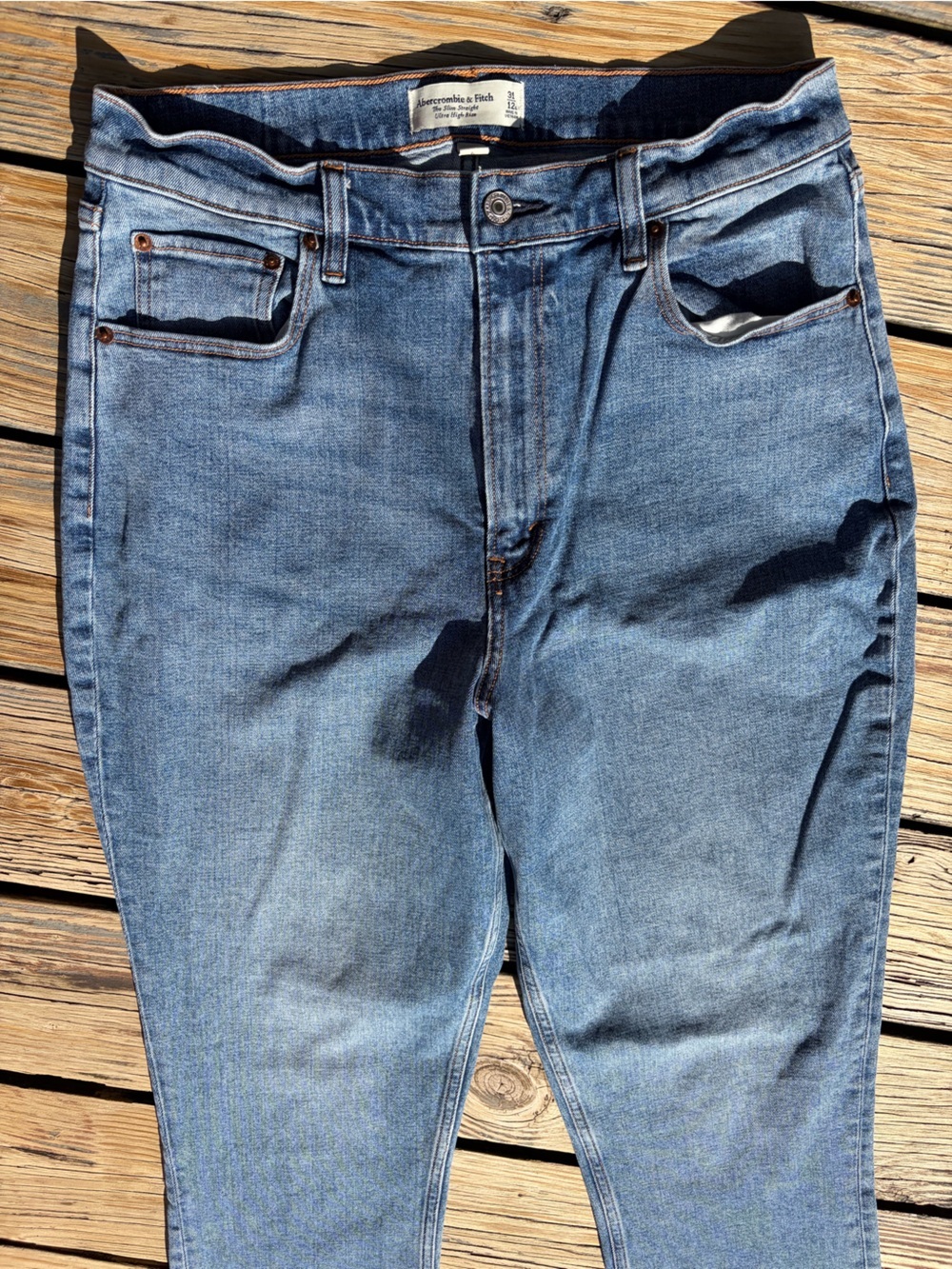 Abercrombie & Fitch the slim straight ultra high rise Jeans 31/12L curve love - Picture 12 of 16